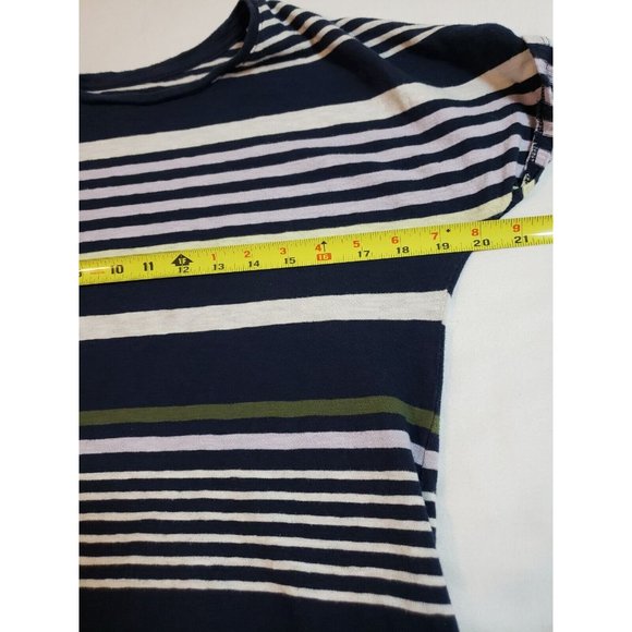 Lou & Grey Casual T-Shirt Dress Size M Short Sleeves Knee Length Blue stripe - Picture 7 of 11